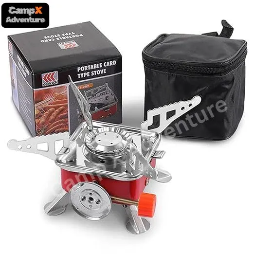 Camp X Portable Camping Gas Stove for Travel Stainless Steel Body Folding Furnace Cooking Stove Lightweight Gas Burner for Hiking, Outdoor Picnic & Emergency Cooking Use with Storage Bag