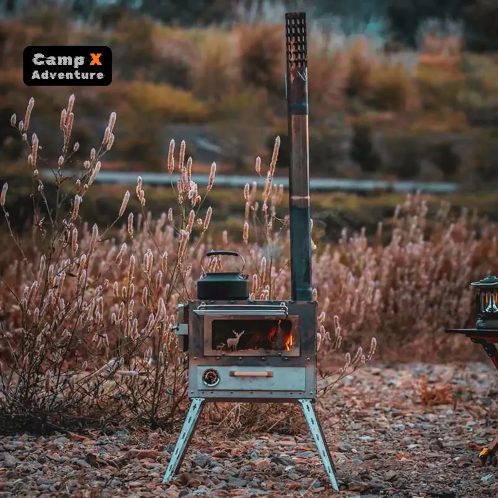 Camp X Hot Tent Stove,Wood Stove with  3 Side Fireproof Glass , 304 Grade Stainless Steel