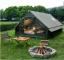 Camp X 12 Square Meter Large Size Air Inflatable Tent Size L-13 ,W- 10, H-6.5 Feet Army Green Colour