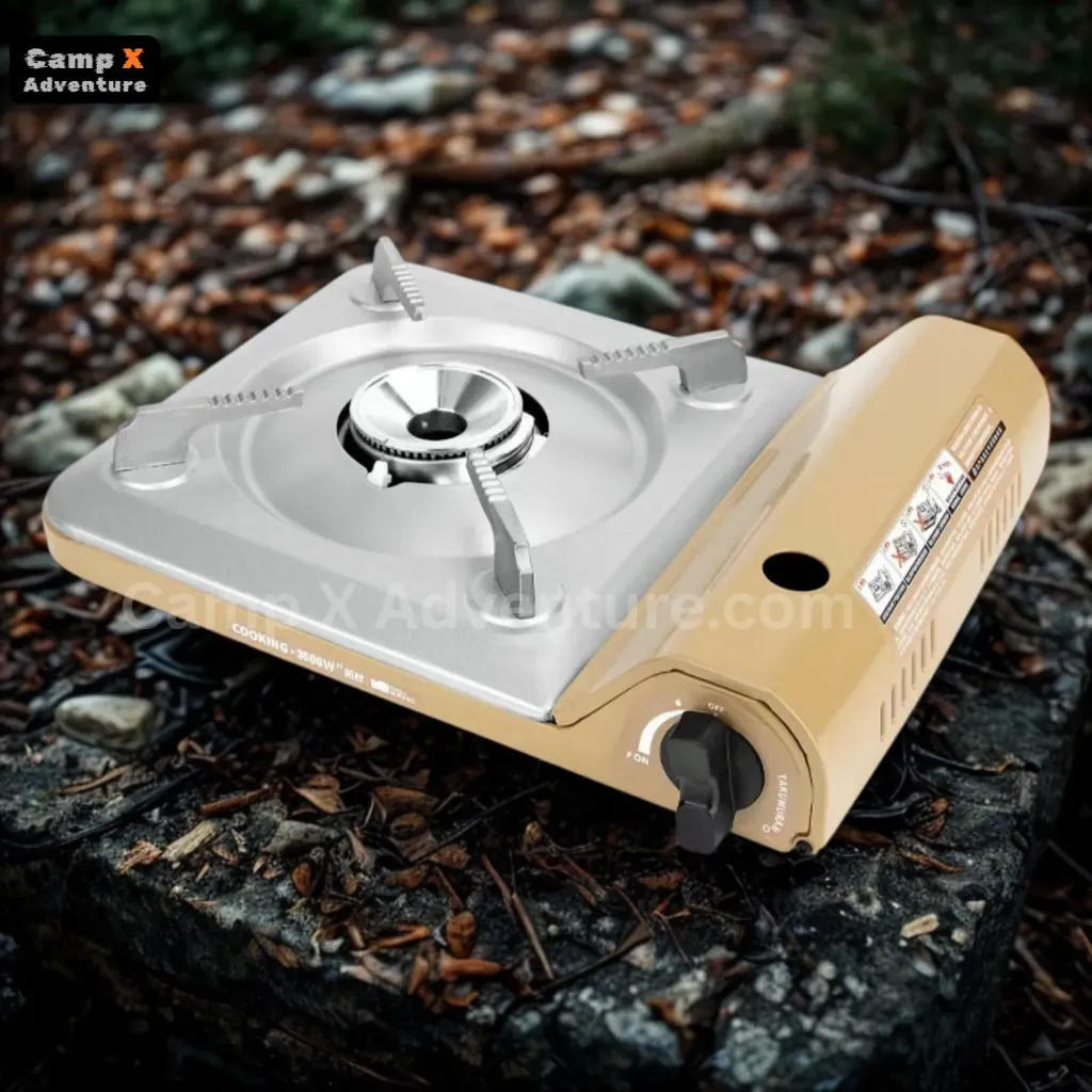 Camp X Single-Burner Stainless Steel Top Gas Stove for Camping & Outdoor Appliances Gas Stove Colour - Khaki