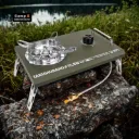 Camp X Portable 5 Burner Gas Stove Outdoor Camping Style Foldable Desktop Picnic Cassette Stove Propane Fuel IGT Stove Colour- Army Green