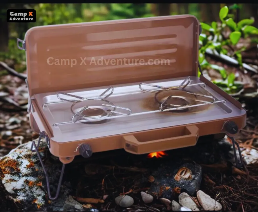 Camp X Portable Double-Head Steel Stove Windproof Gas Cooktop Multi-function All-season for Outdoor Barbecue Picnics Camping Hiking