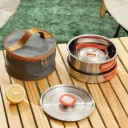 Stainless Steel 304 Grade Camping Cooking Set Camping Pot & Kettle 3 Pcs Set with Carrying Bag