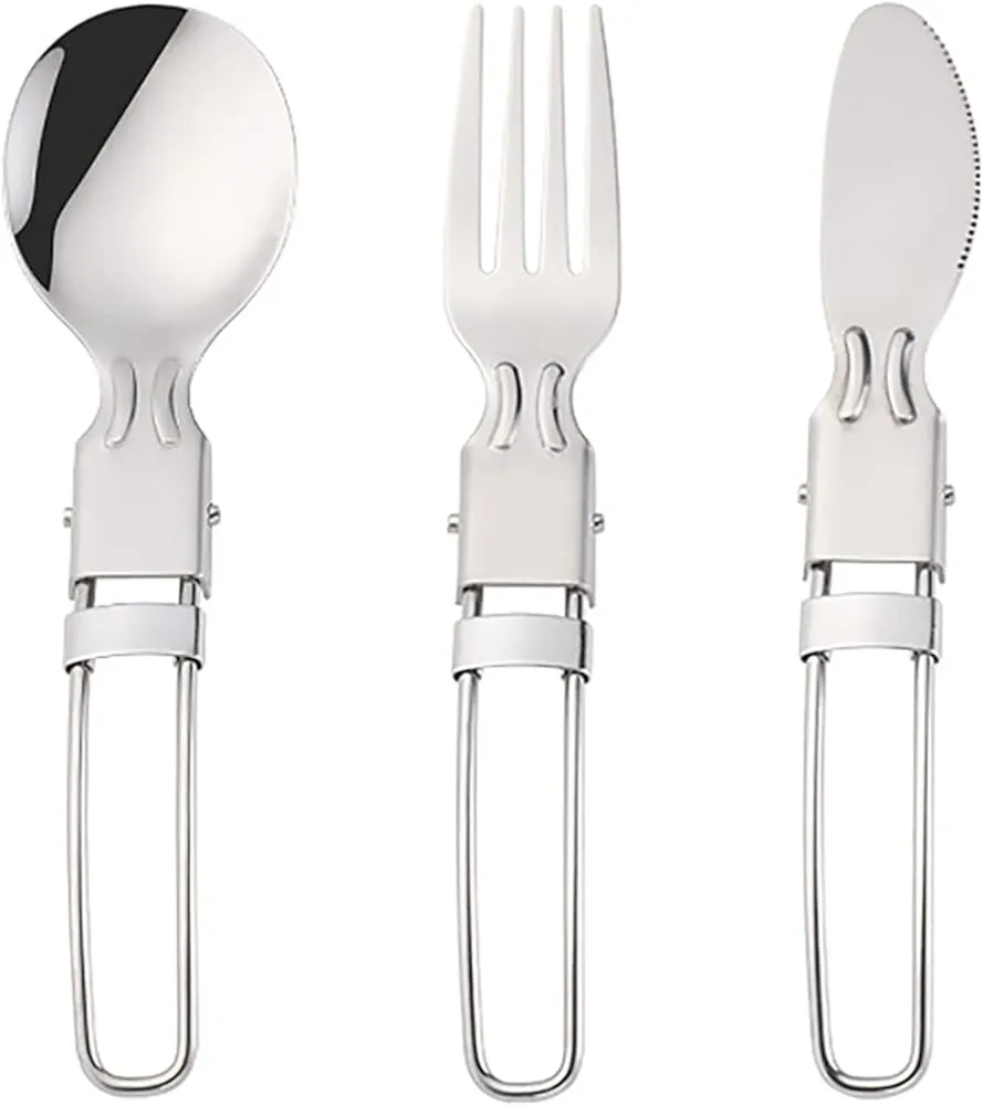 Stainless Steel 304 Grade Camping Foldable Spoon Fork Knife set